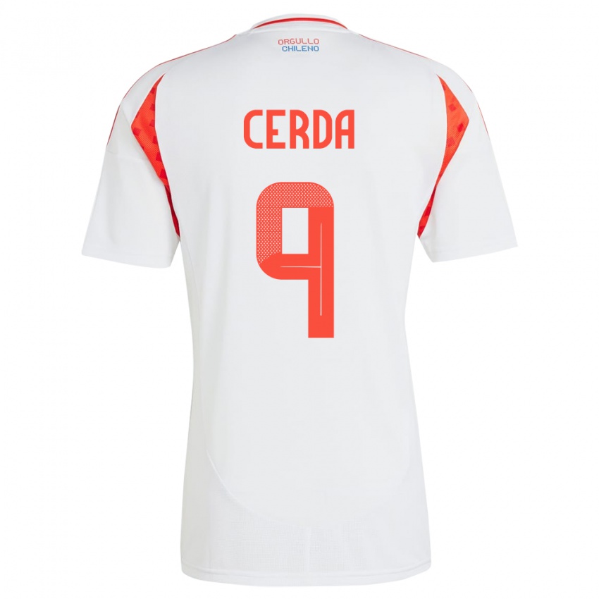 Damen Chile Axel Cerda #9 Weiß Auswärtstrikot Trikot 24-26 T-Shirt