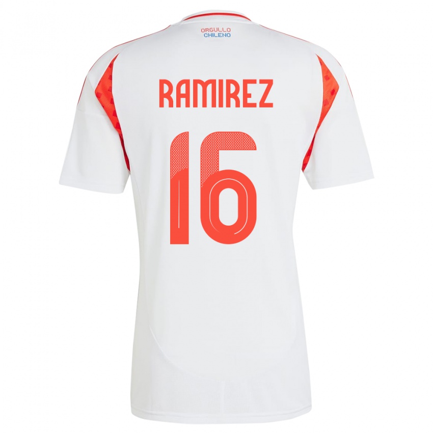 Damen Chile Vicente Ramírez #16 Weiß Auswärtstrikot Trikot 24-26 T-Shirt