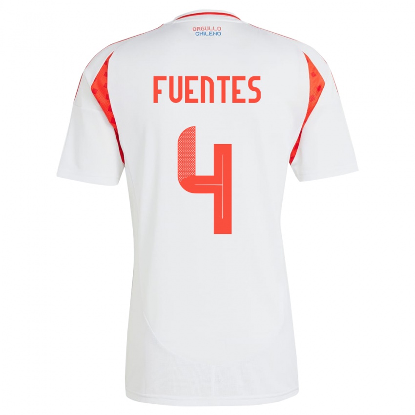 Damen Chile Karen Fuentes #4 Weiß Auswärtstrikot Trikot 24-26 T-Shirt