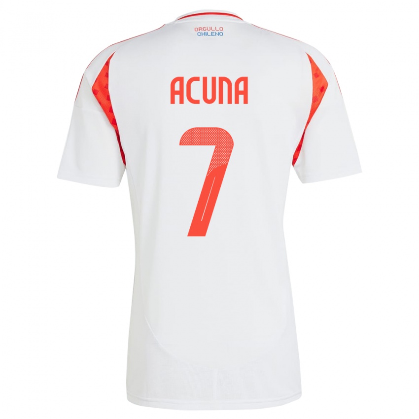 Damen Chile Yenny Acuña #7 Weiß Auswärtstrikot Trikot 24-26 T-Shirt