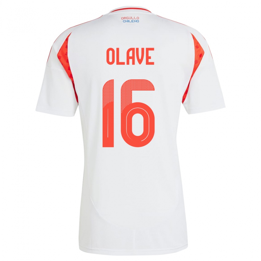 Damen Chile Isidora Olave #16 Weiß Auswärtstrikot Trikot 24-26 T-Shirt