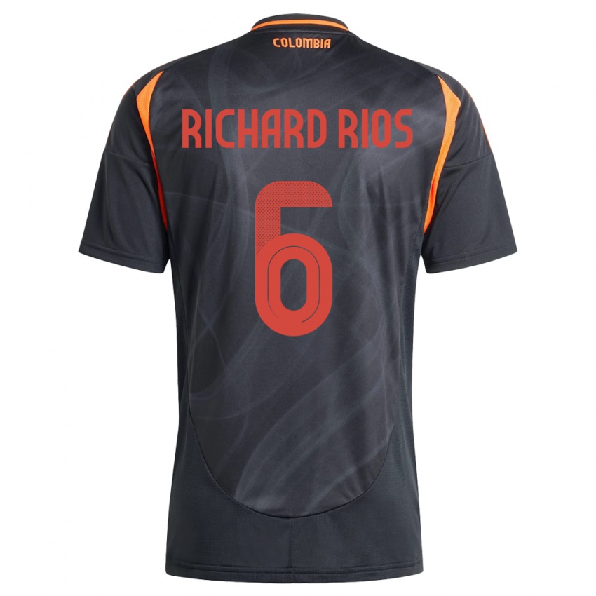 Damen Kolumbien Richard Ríos #6 Schwarz Auswärtstrikot Trikot 24-26 T-Shirt