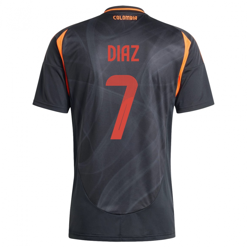 Damen Kolumbien Luis Díaz #7 Schwarz Auswärtstrikot Trikot 24-26 T-Shirt
