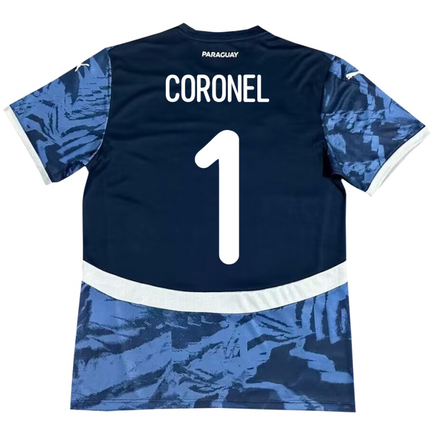 Damen Paraguay Carlos Coronel #1 Blau Auswärtstrikot Trikot 24-26 T-Shirt