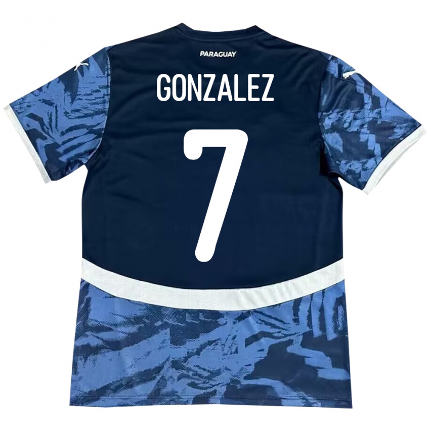 Damen Paraguay Diego González #7 Blau Auswärtstrikot Trikot 24-26 T-Shirt