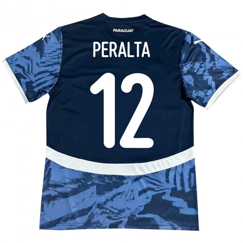 Damen Paraguay Jesús Peralta #12 Blau Auswärtstrikot Trikot 24-26 T-Shirt