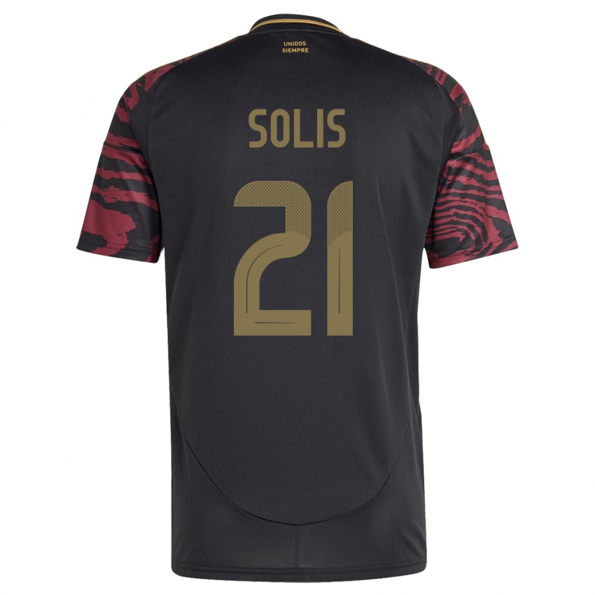 Damen Peru Renato Solís #21 Schwarz Auswärtstrikot Trikot 24-26 T-Shirt