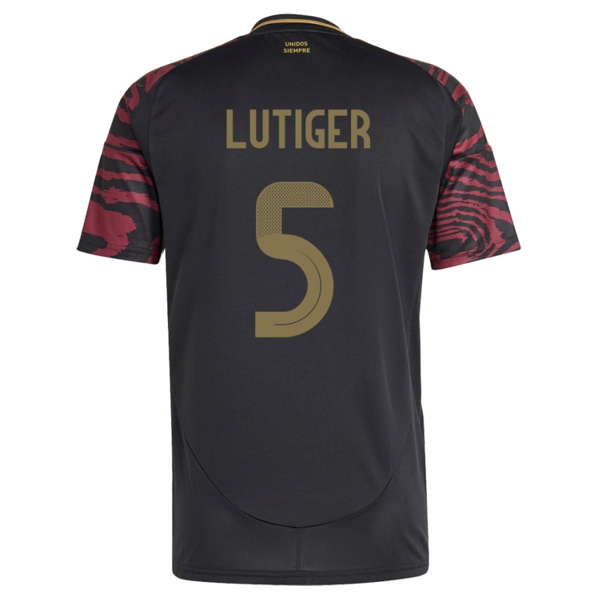 Damen Peru Rafael Lutiger #5 Schwarz Auswärtstrikot Trikot 24-26 T-Shirt