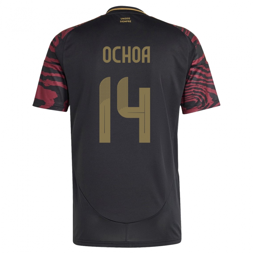 Damen Peru Victoria Ochoa #14 Schwarz Auswärtstrikot Trikot 24-26 T-Shirt