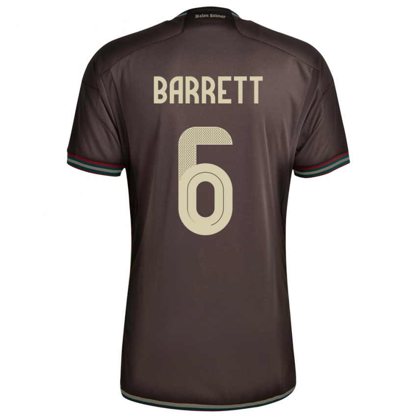 Damen Jamaika Ronaldo Barrett #6 Nachtbraun Auswärtstrikot Trikot 24-26 T-Shirt