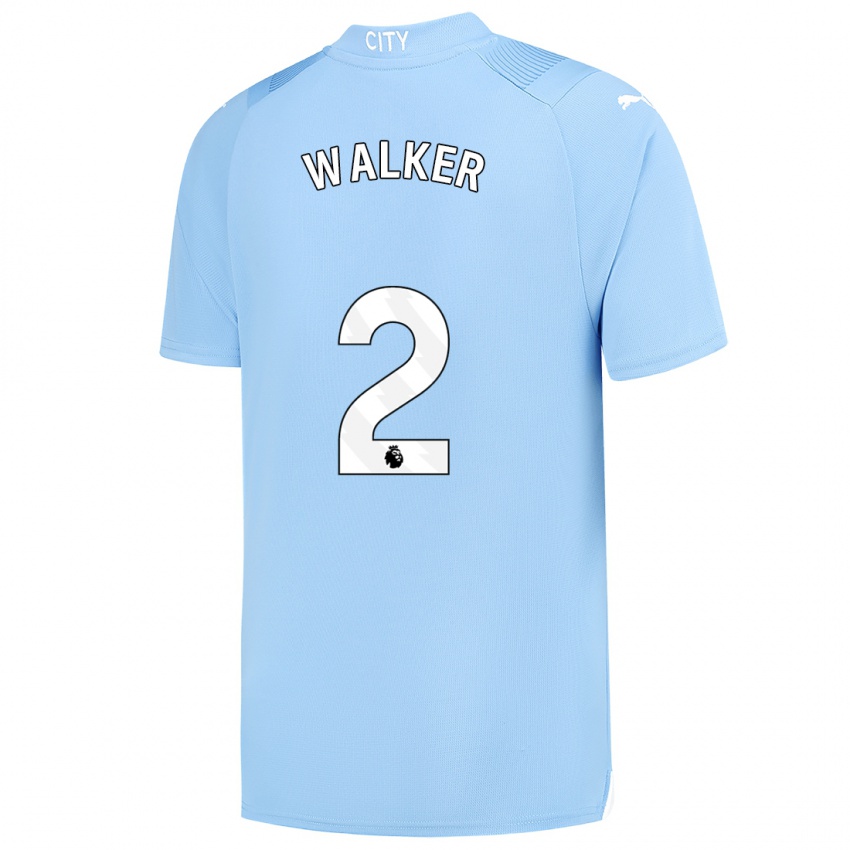 Kinder Kyle Walker #2 Hellblau Heimtrikot Trikot 2023/24 T-Shirt