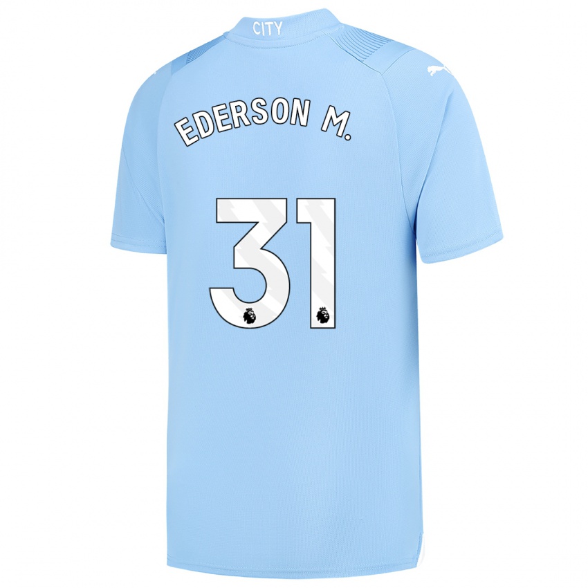 Kinder Ederson Moraes #31 Hellblau Heimtrikot Trikot 2023/24 T-Shirt