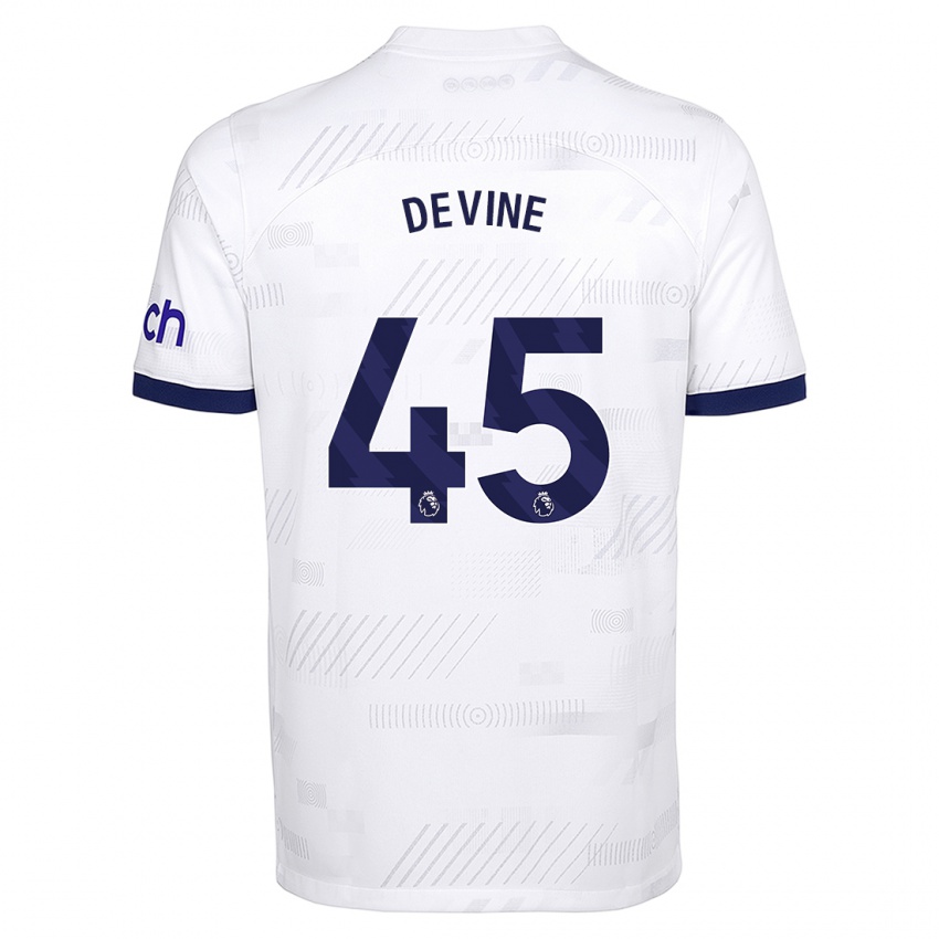 Kinder Alfie Devine #45 Weiß Heimtrikot Trikot 2023/24 T-Shirt