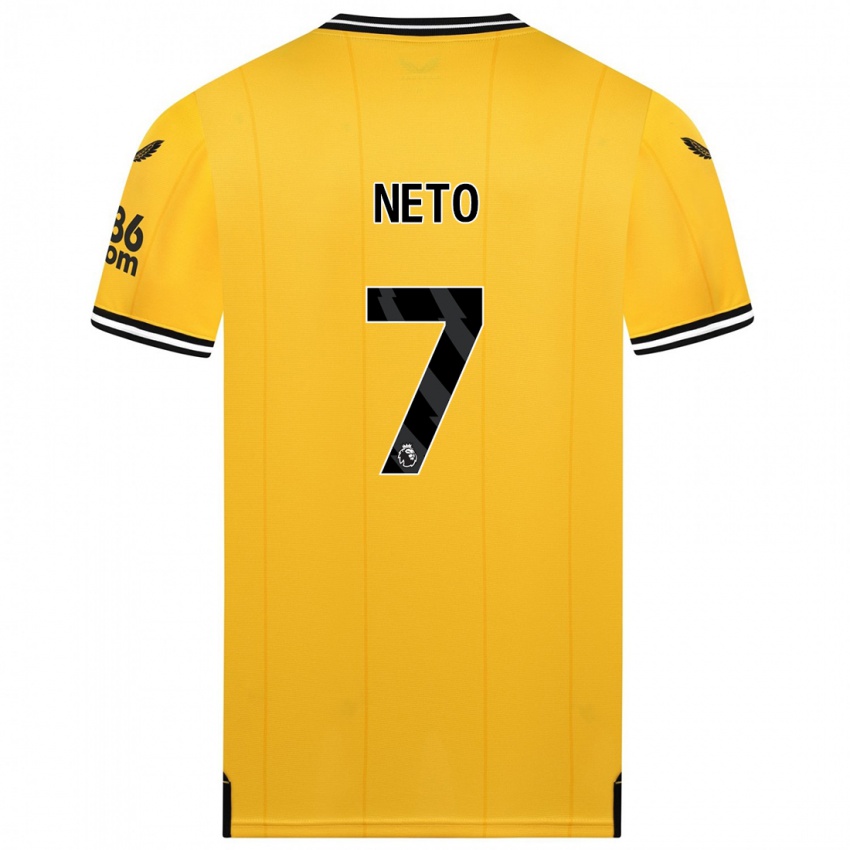 Kinder Pedro Neto #7 Gelb Heimtrikot Trikot 2023/24 T-Shirt