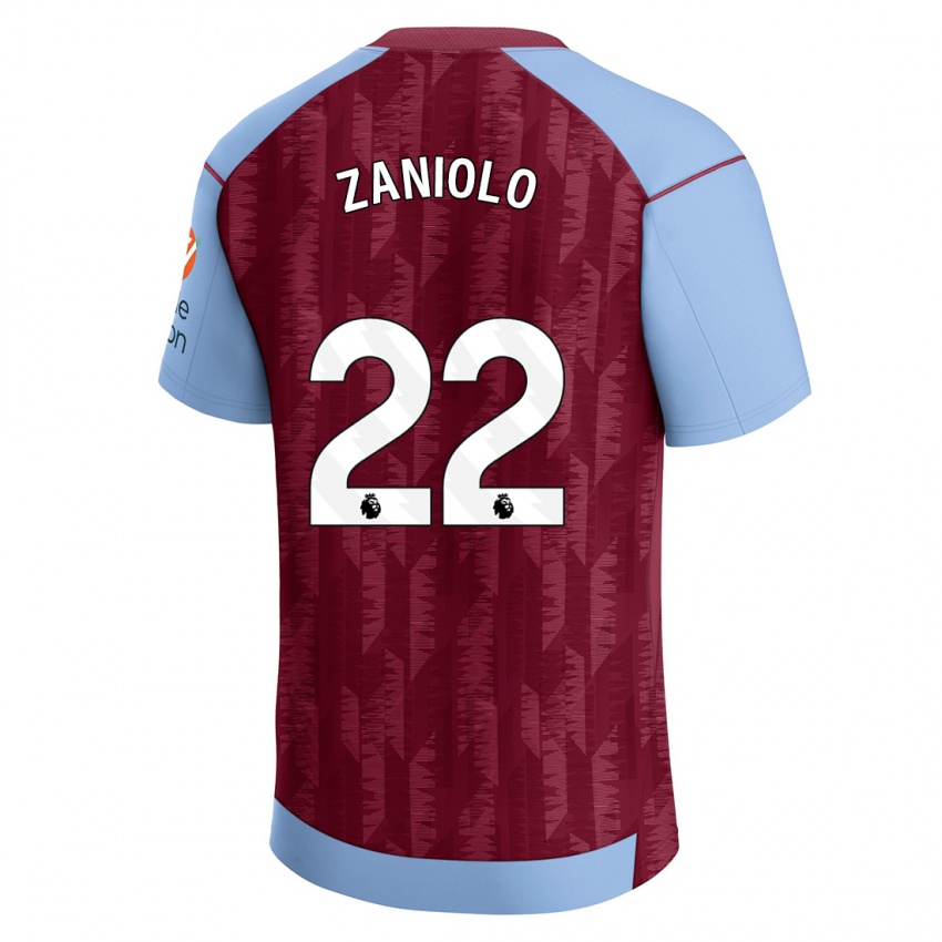 Kinder Nicolo Zaniolo #22 Weinrotblau Heimtrikot Trikot 2023/24 T-Shirt