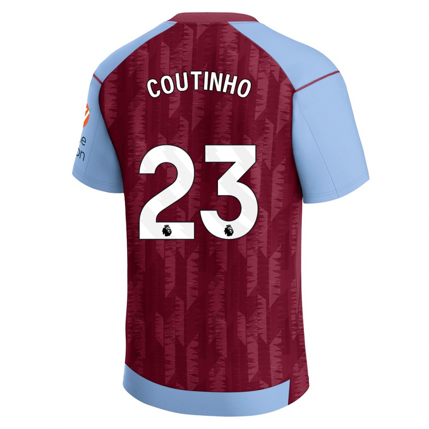 Kinder Philippe Coutinho #23 Weinrotblau Heimtrikot Trikot 2023/24 T-Shirt