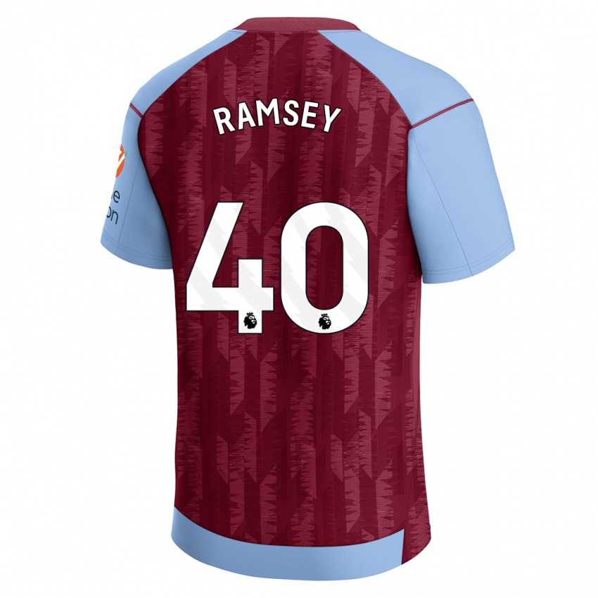 Kinder Aaron Ramsey #40 Weinrotblau Heimtrikot Trikot 2023/24 T-Shirt