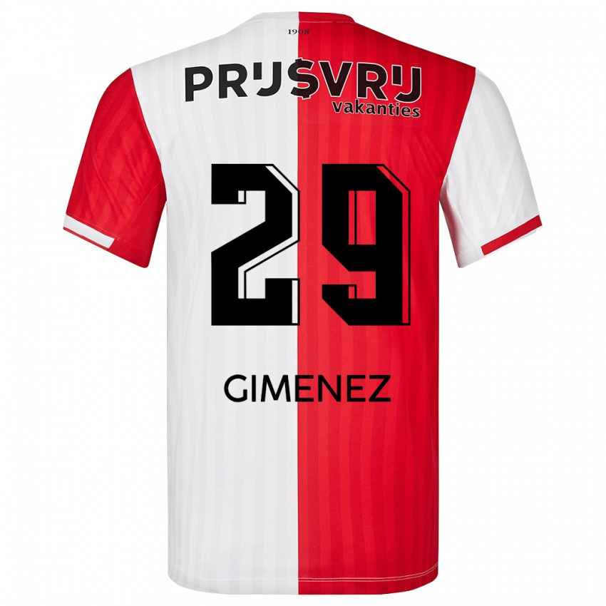 Kinder Santiago Gimenez #29 Rot-Weiss Heimtrikot Trikot 2023/24 T-Shirt