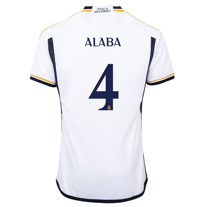 Kinder David Alaba #4 Weiß Heimtrikot Trikot 2023/24 T-Shirt