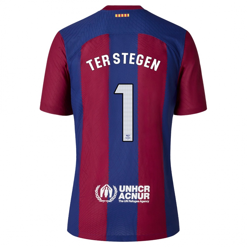 Kinder Marc-Andre Ter Stegen #1 Rot Blau Heimtrikot Trikot 2023/24 T-Shirt