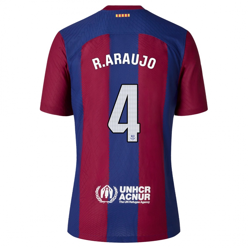 Kinder Ronald Araujo #4 Rot Blau Heimtrikot Trikot 2023/24 T-Shirt