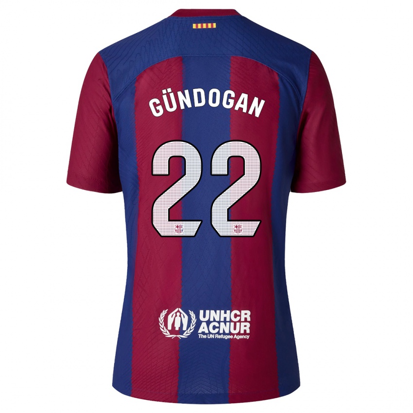 Kinder Ilkay Gundogan #22 Rot Blau Heimtrikot Trikot 2023/24 T-Shirt