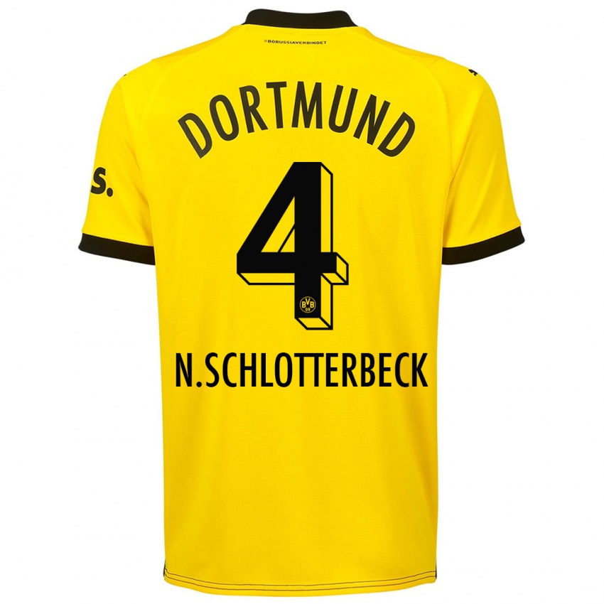 Kinder Nico Schlotterbeck #4 Gelb Heimtrikot Trikot 2023/24 T-Shirt