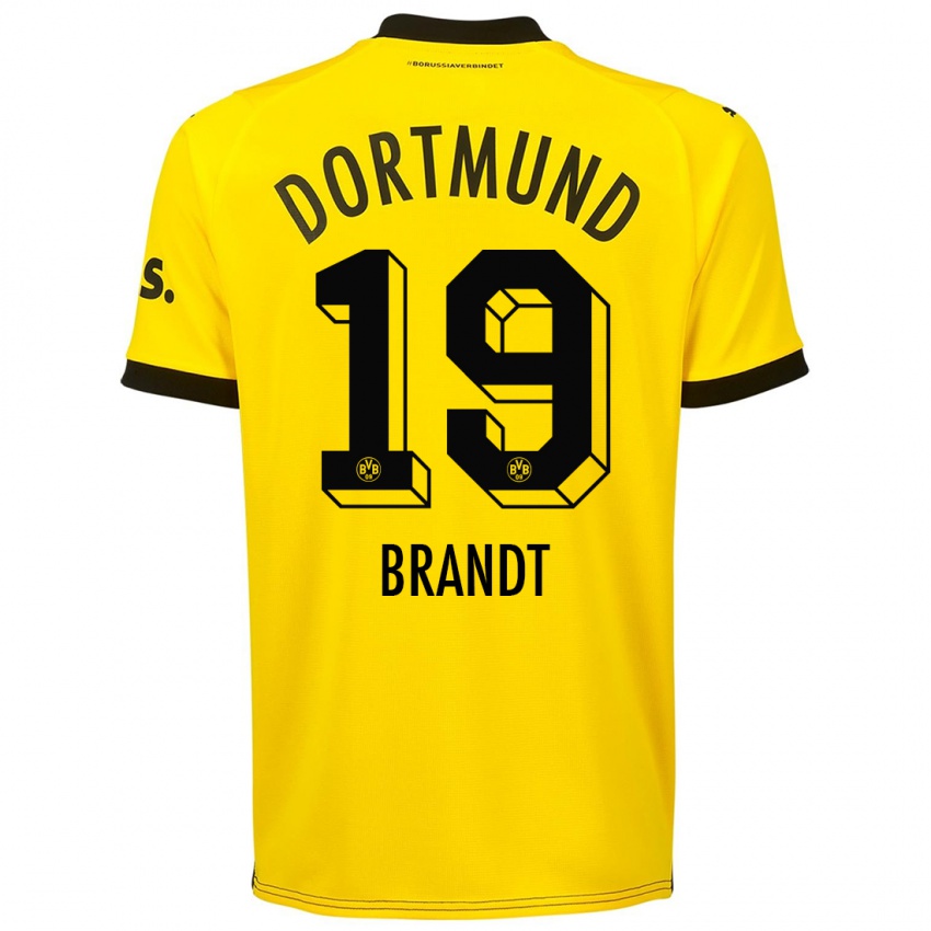 Kinder Julian Brandt #19 Gelb Heimtrikot Trikot 2023/24 T-Shirt