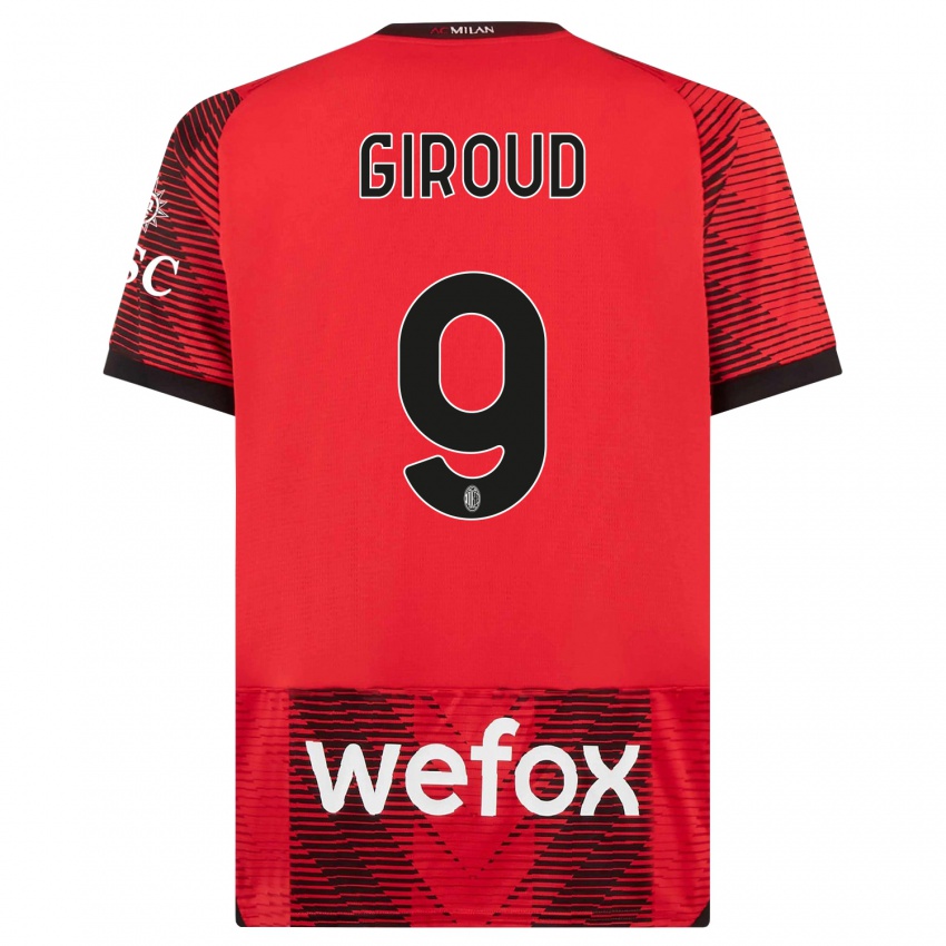 Kinder Olivier Giroud #9 Rot Schwarz Heimtrikot Trikot 2023/24 T-Shirt