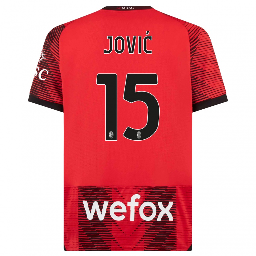 Kinder Luka Jovic #15 Rot Schwarz Heimtrikot Trikot 2023/24 T-Shirt