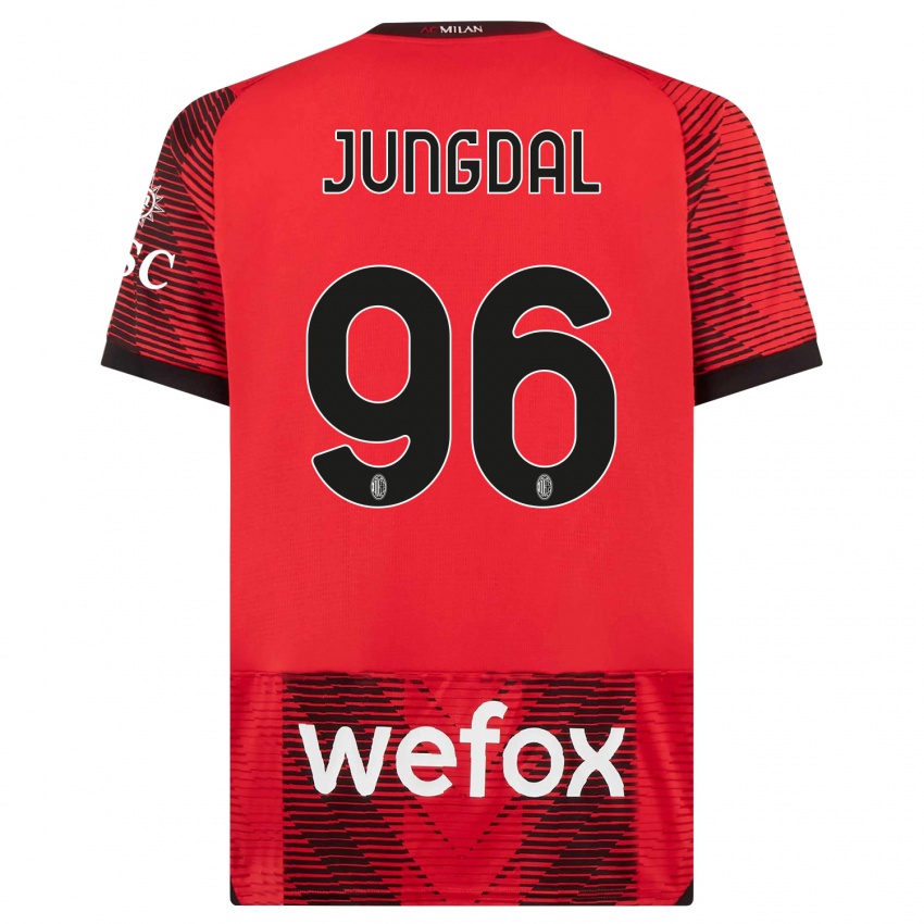 Kinder Andreas Jungdal #96 Rot Schwarz Heimtrikot Trikot 2023/24 T-Shirt