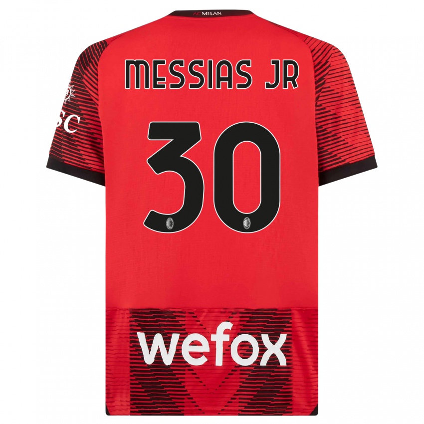 Kinder Junior Messias #30 Rot Schwarz Heimtrikot Trikot 2023/24 T-Shirt