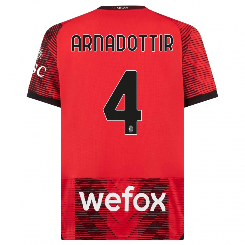 Kinder Guony Arnadottir #4 Rot Schwarz Heimtrikot Trikot 2023/24 T-Shirt