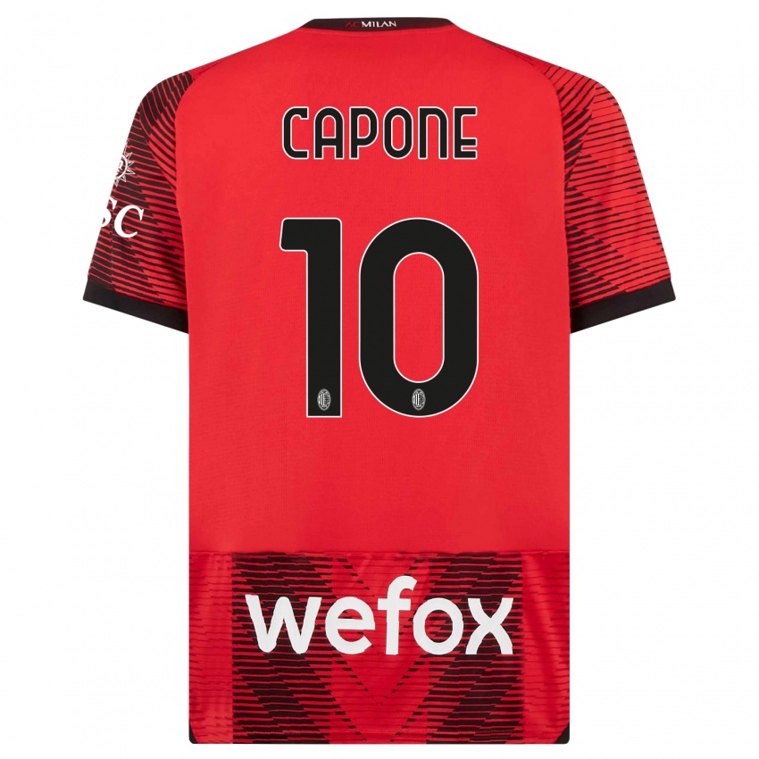 Kinder Andrea Capone #10 Rot Schwarz Heimtrikot Trikot 2023/24 T-Shirt