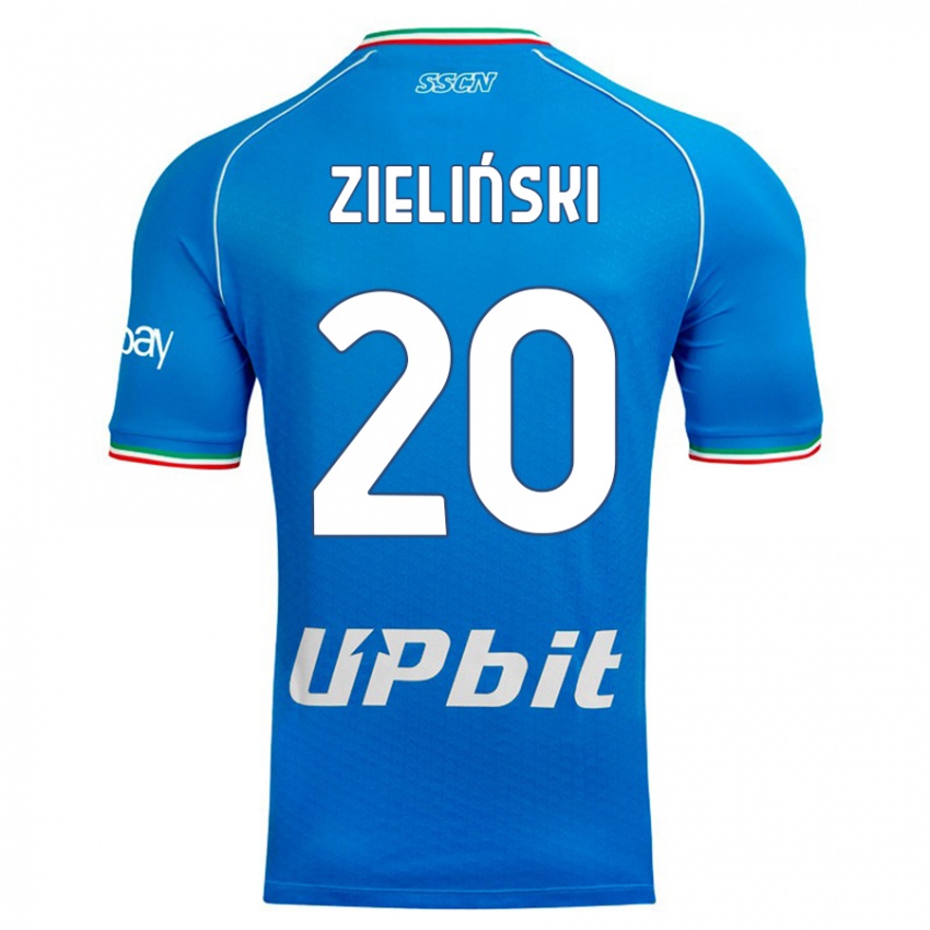 Kinder Piotr Zielinski #20 Himmelblau Heimtrikot Trikot 2023/24 T-Shirt