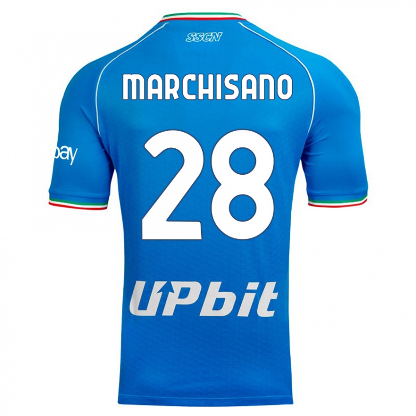 Kinder Matteo Marchisano #28 Himmelblau Heimtrikot Trikot 2023/24 T-Shirt