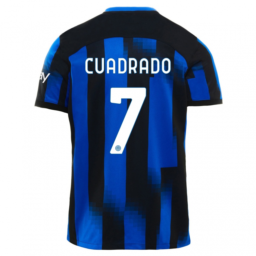 Kinder Juan Cuadrado #7 Schwarz Blau Heimtrikot Trikot 2023/24 T-Shirt