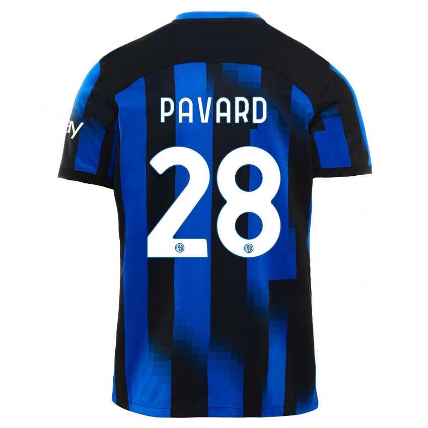 Kinder Benjamin Pavard #28 Schwarz Blau Heimtrikot Trikot 2023/24 T-Shirt