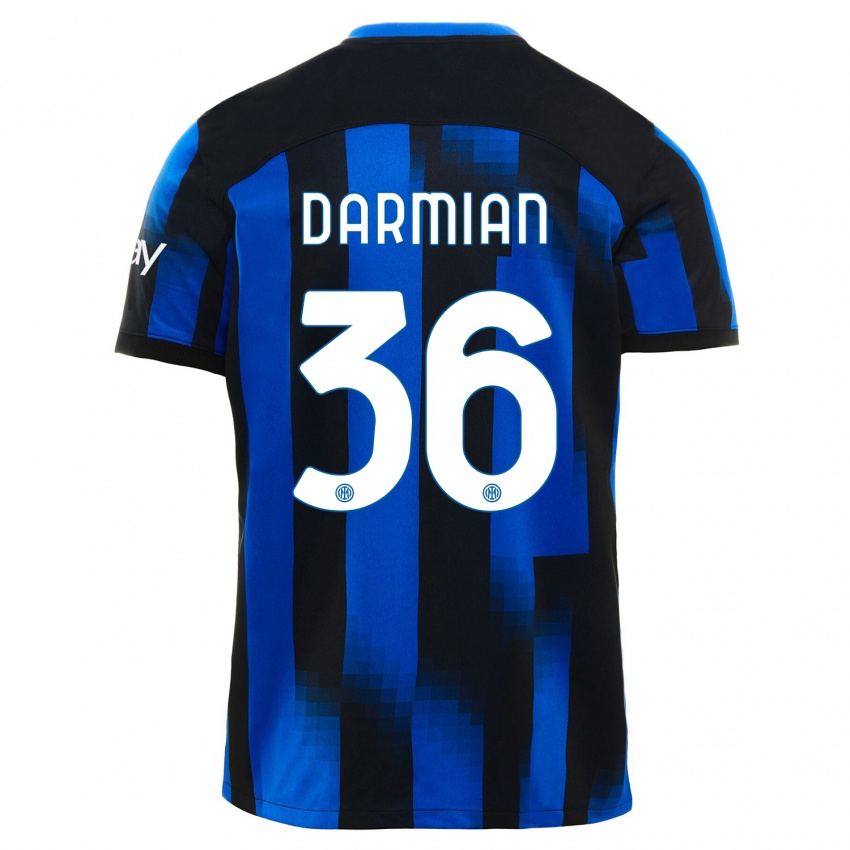 Kinder Matteo Darmian #36 Schwarz Blau Heimtrikot Trikot 2023/24 T-Shirt