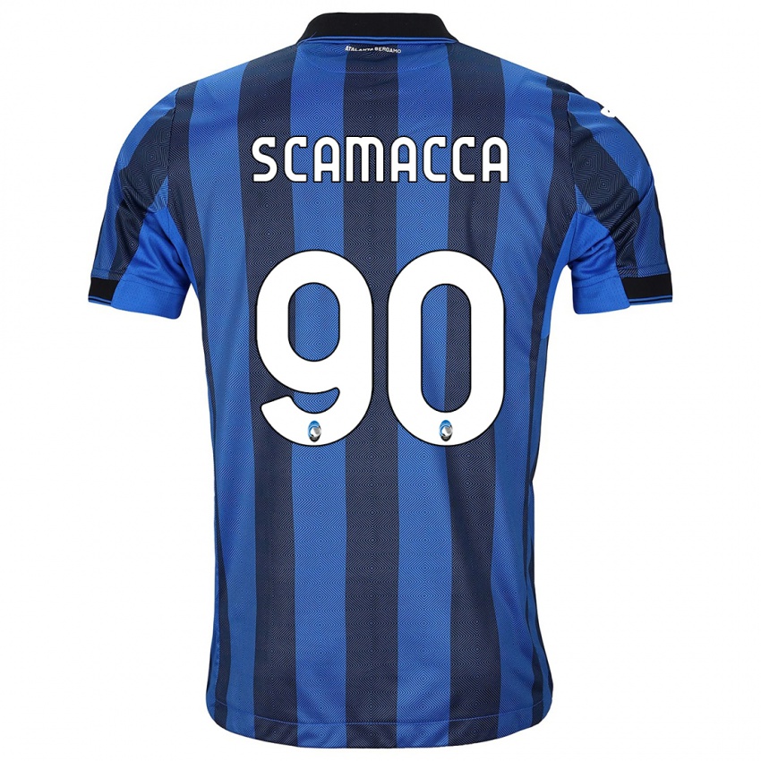 Kinder Gianluca Scamacca #90 Schwarz Blau Heimtrikot Trikot 2023/24 T-Shirt