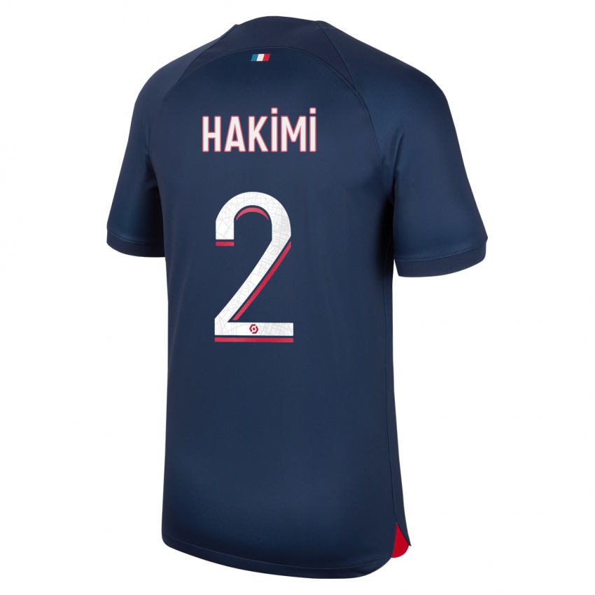 Kinder Achraf Hakimi #2 Blau Rot Heimtrikot Trikot 2023/24 T-Shirt