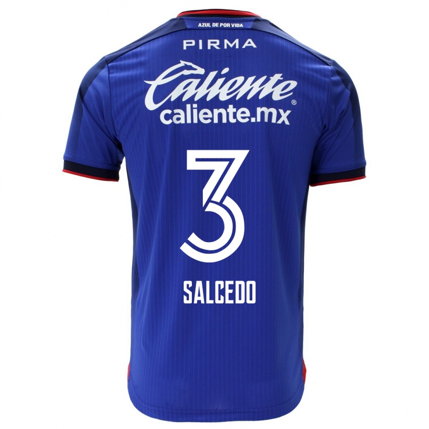 Kinder Carlos Salcedo #3 Blau Heimtrikot Trikot 2023/24 T-Shirt