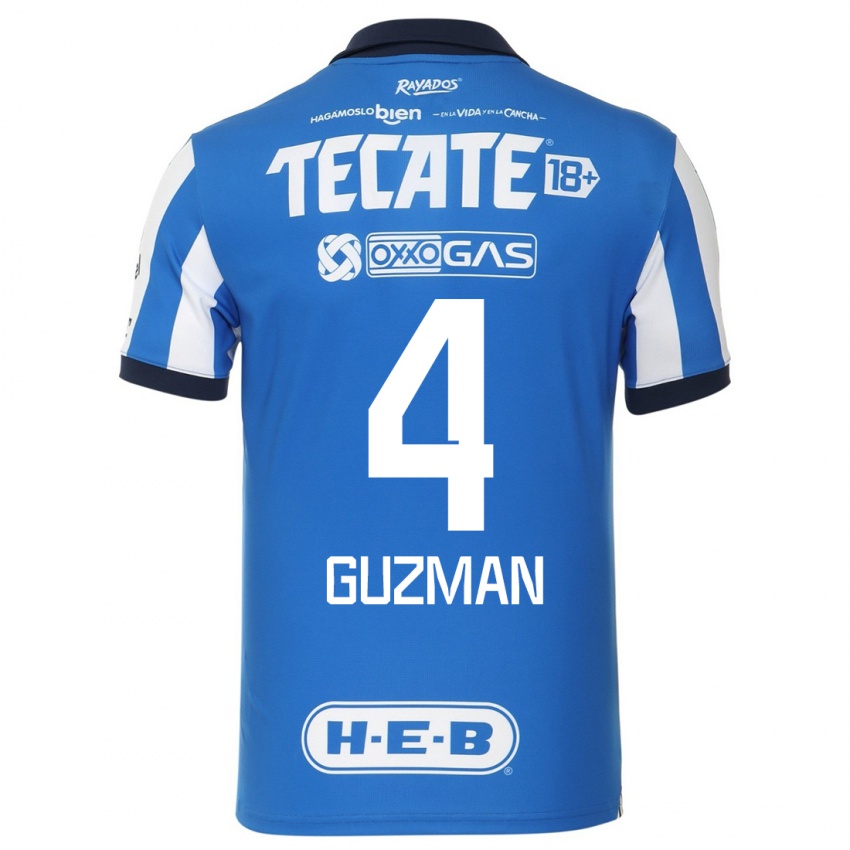 Kinder Víctor Guzmán #4 Blau Weiss Heimtrikot Trikot 2023/24 T-Shirt