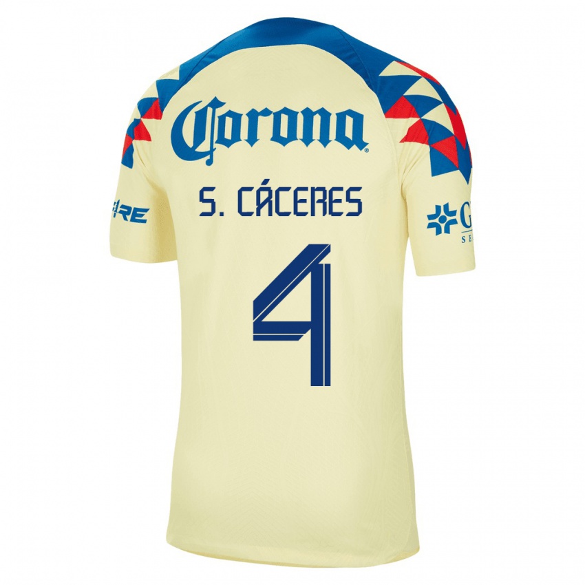 Kinder Sebastian Caceres #4 Gelb Heimtrikot Trikot 2023/24 T-Shirt