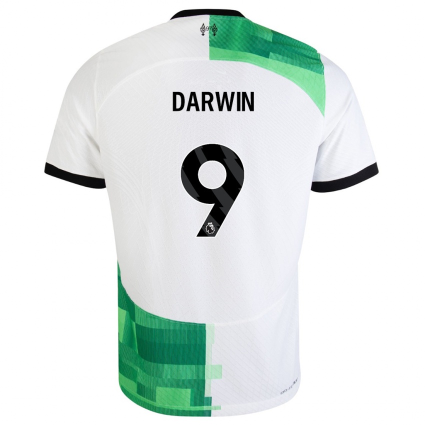 Kinder Darwin Nunez #9 Weiß Grün Auswärtstrikot Trikot 2023/24 T-Shirt