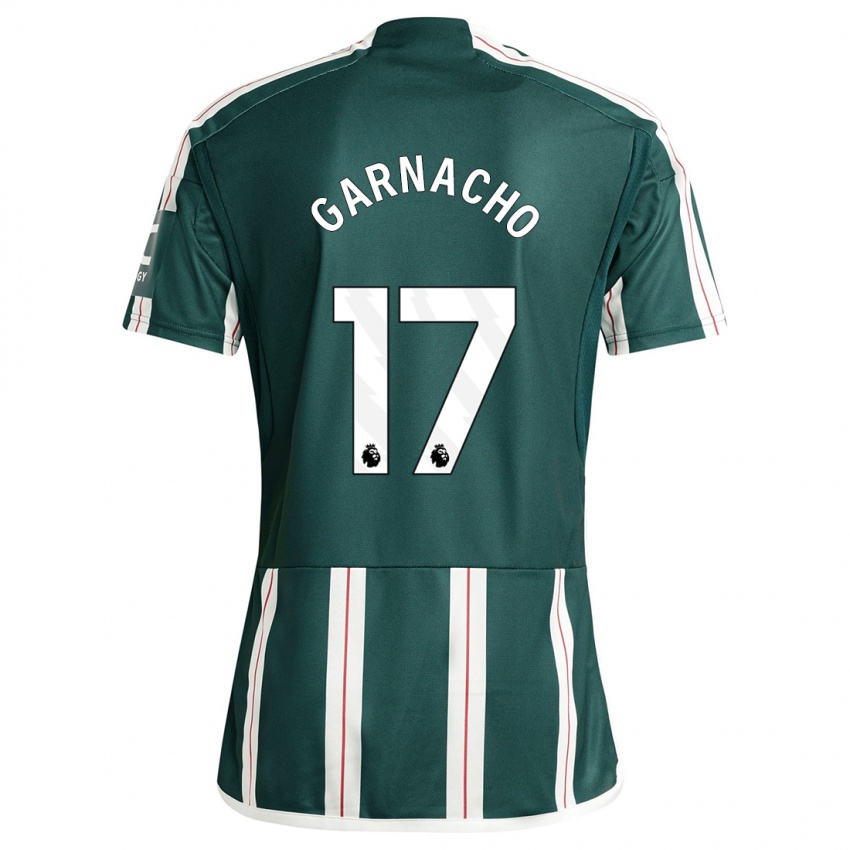 Kinder Alejandro Garnacho #17 Dunkelgrün Auswärtstrikot Trikot 2023/24 T-Shirt