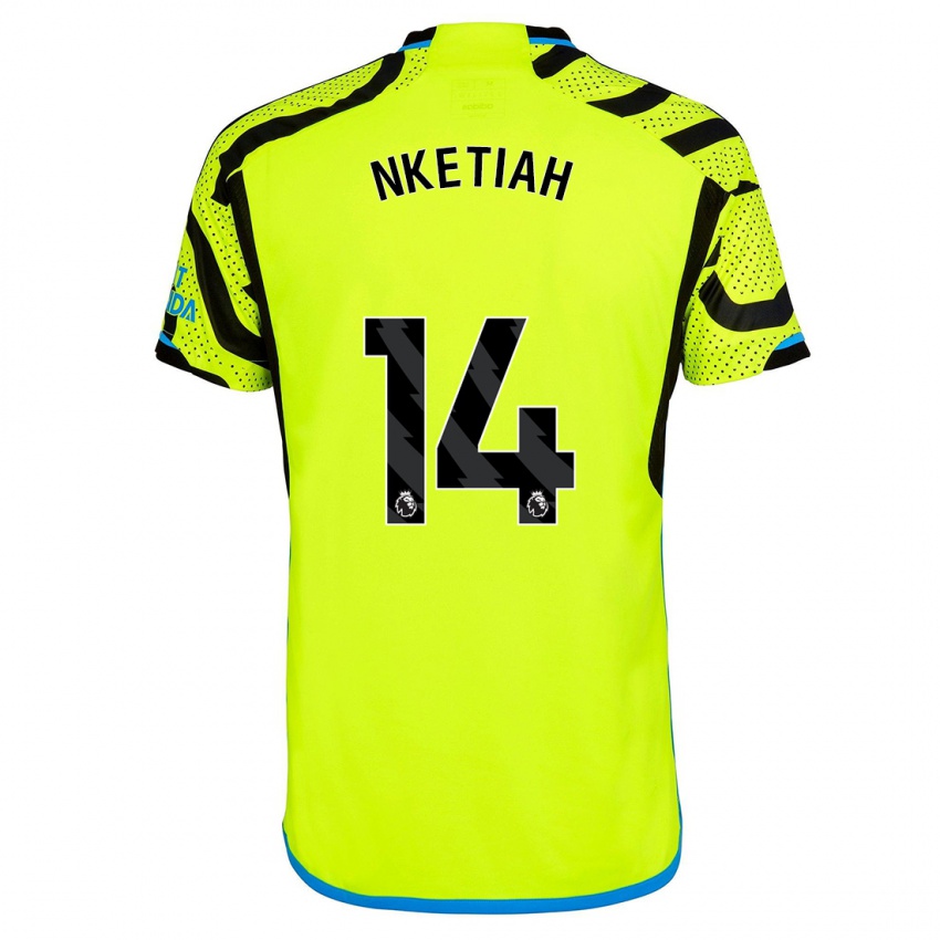 Kinder Eddie Nketiah #14 Gelb Auswärtstrikot Trikot 2023/24 T-Shirt