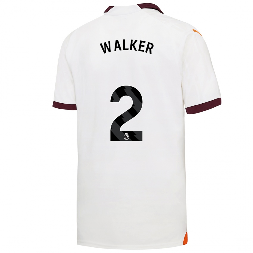 Kinder Kyle Walker #2 Weiß Auswärtstrikot Trikot 2023/24 T-Shirt