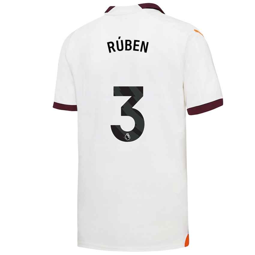 Kinder Ruben Dias #3 Weiß Auswärtstrikot Trikot 2023/24 T-Shirt