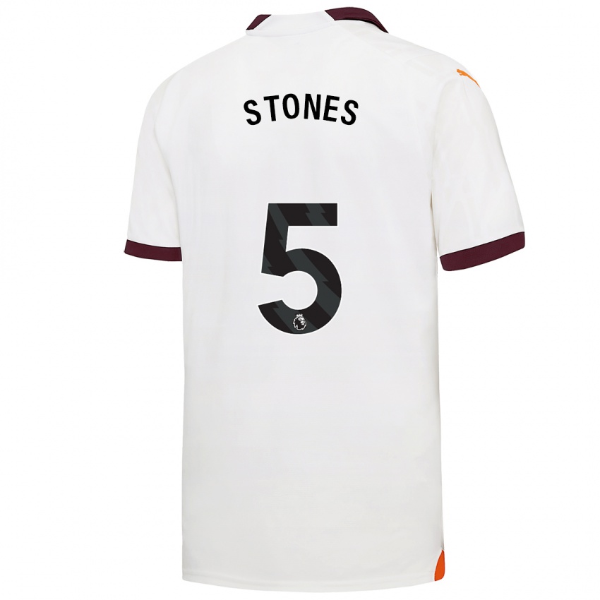 Kinder John Stones #5 Weiß Auswärtstrikot Trikot 2023/24 T-Shirt